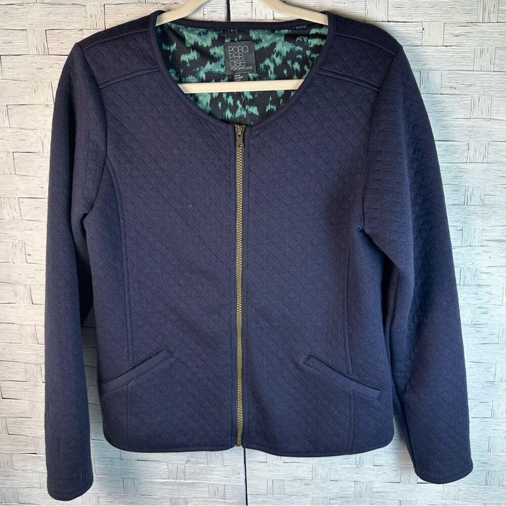Paraphrase zip up lightweight jacket, navy feminine luxury quilted office
